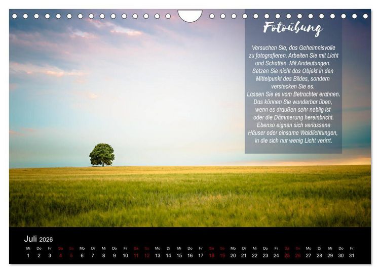 Produktbild: Die Sch&ouml;nheit der Natur - Naturfotografie-Kalender mit Foto- und Kreativ&uuml;bungen (Wandkalender 2026 DIN A4 quer), CALVENDO Monatskalender
