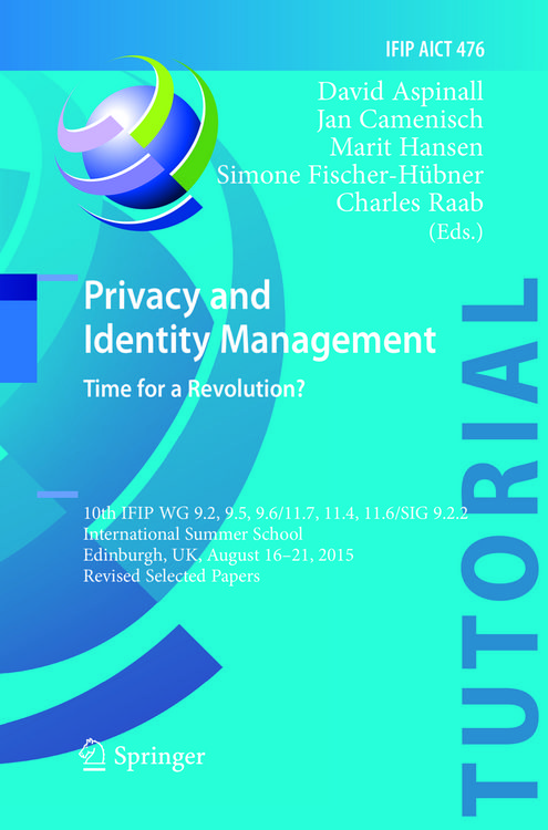 Produktbild: Privacy and Identity Management. Time for a Revolution?