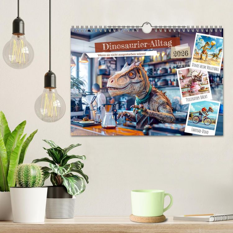 Produktbild: Dinosaurier-Alltag - Wenn sie nicht ausgestorben w&auml;ren! (Wandkalender 2026 DIN A4 quer), CALVENDO Monatskalender