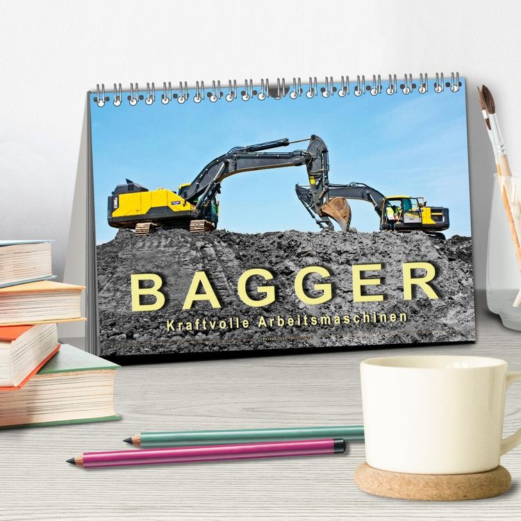 Produktbild: Bagger - kraftvolle Arbeitsmaschinen (Tischkalender 2026 DIN A5 quer), CALVENDO Monatskalender