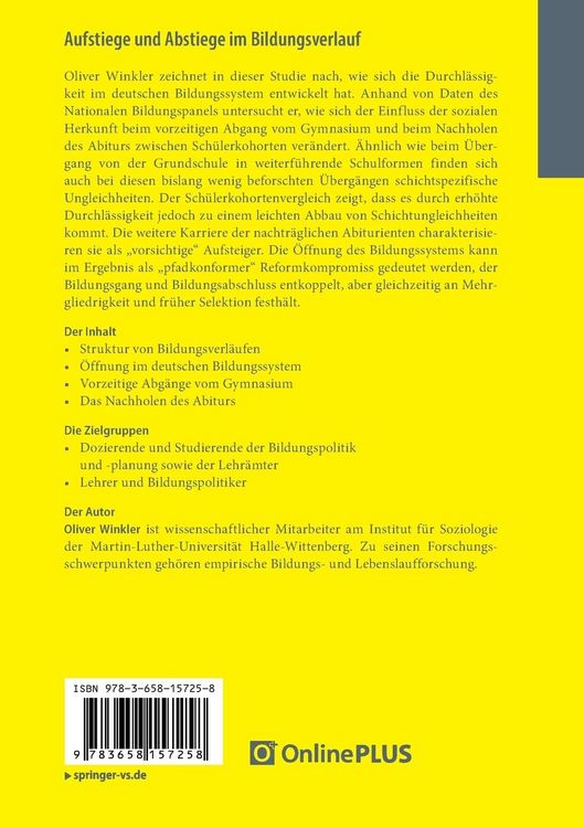 Produktbild: Aufstiege und Abstiege im Bildungsverlauf