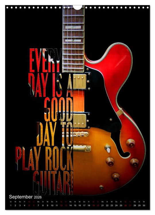 Produktbild: Rockgitarren Textposter (Wandkalender 2026 DIN A3 hoch), CALVENDO Monatskalender