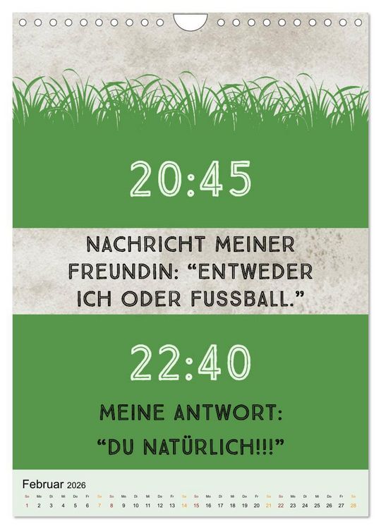 Produktbild: Ich mag Fu&szlig;ball&hellip; und vielleicht drei Leute. Spr&uuml;che und Weisheiten vom Spielfeldrand (Wandkalender 2026 DIN A4 hoch), CALVENDO Monatskalender