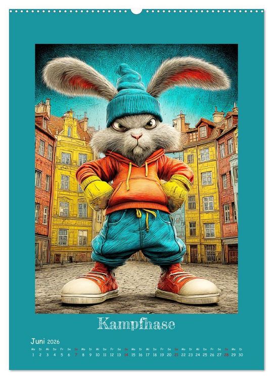 Produktbild: Urban Rabbits. Coole Stadthasen mit Charakter (hochwertiger Premium Wandkalender 2026 DIN A2 hoch), Kunstdruck in Hochglanz