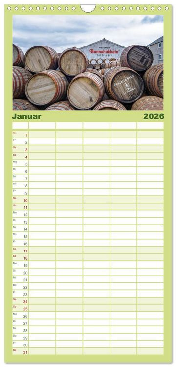 Produktbild: Familienplaner 2026 - Islay - Heimat des Malt Whisky mit 5 Spalten (Wandkalender, 21 x 45 cm) CALVENDO