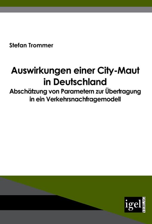 Produktbild: Auswirkungen einer City-Maut in Deutschland