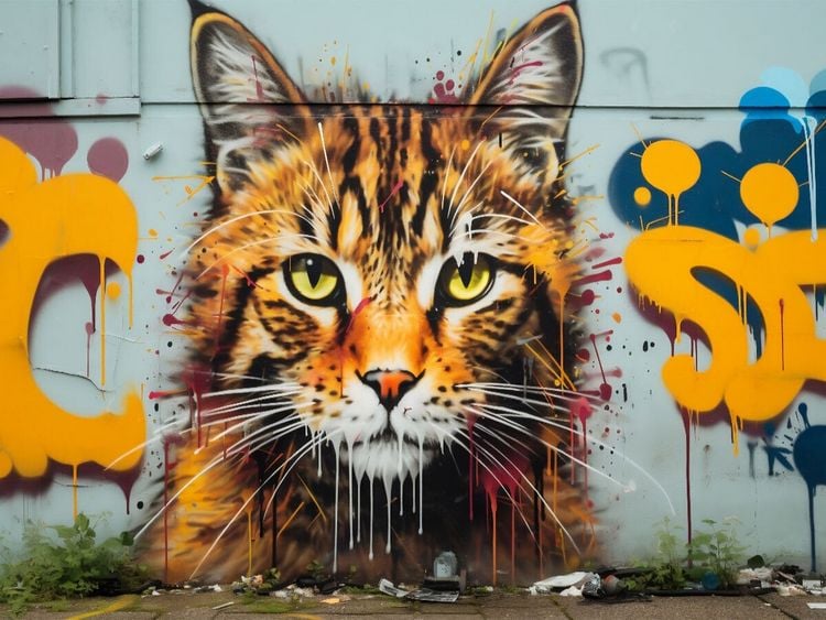 Produktbild: CALVENDO Puzzle Ein Motiv aus dem Kalender "Graffiti Katzen" | 1000 Teile Lege-Gr&ouml;&szlig;e 64x48cm Foto-Puzzle f&uuml;r gl&uuml;ckliche Stunden