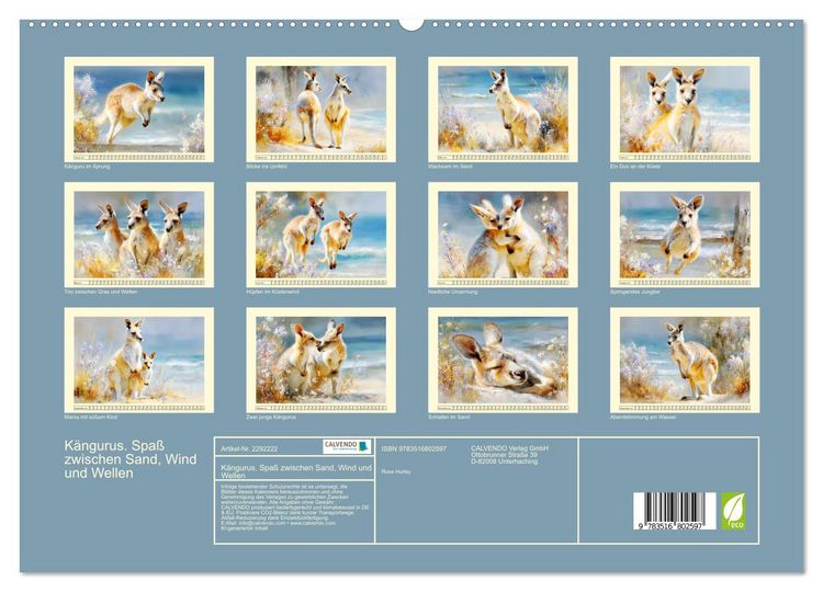 Produktbild: K&auml;ngurus. Spa&szlig; zwischen Sand, Wind und Wellen (hochwertiger Premium Wandkalender 2027 DIN A2 quer), Kunstdruck in Hochglanz