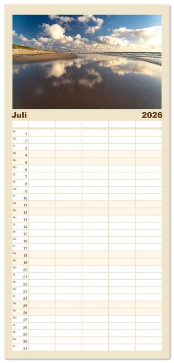 Produktbild: Familienplaner 2026 - Deutschland - Insel Sylt mit 5 Spalten (Wandkalender, 21 x 45 cm) CALVENDO