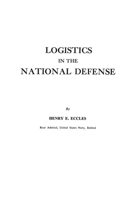 Produktbild: Logistics in the National Defense