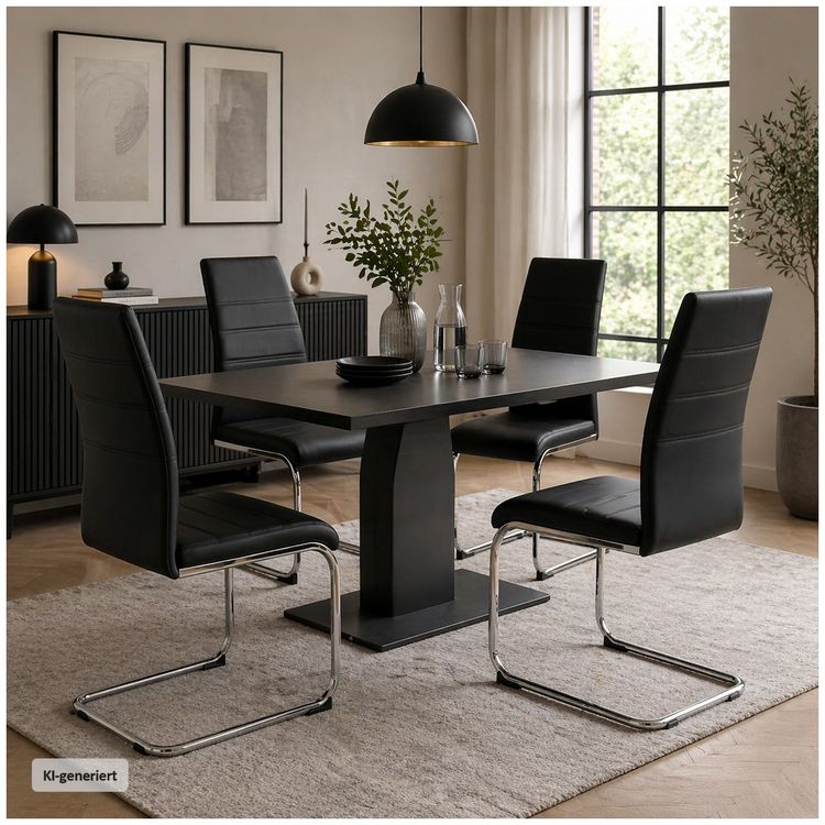 Produktbild: HTI-Living Esszimmerstuhl SallyC Kunstleder 4er-Set Schwarz