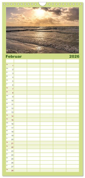 Produktbild: Familienplaner 2026 - Nat&uuml;rliches R&uuml;gen und Hiddensee mit 5 Spalten (Wandkalender, 21 x 45 cm) CALVENDO