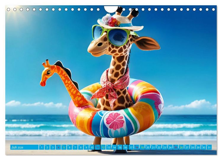 Produktbild: GIRAFFEN - Modern Art (Wandkalender 2026 DIN A4 quer), CALVENDO Monatskalender