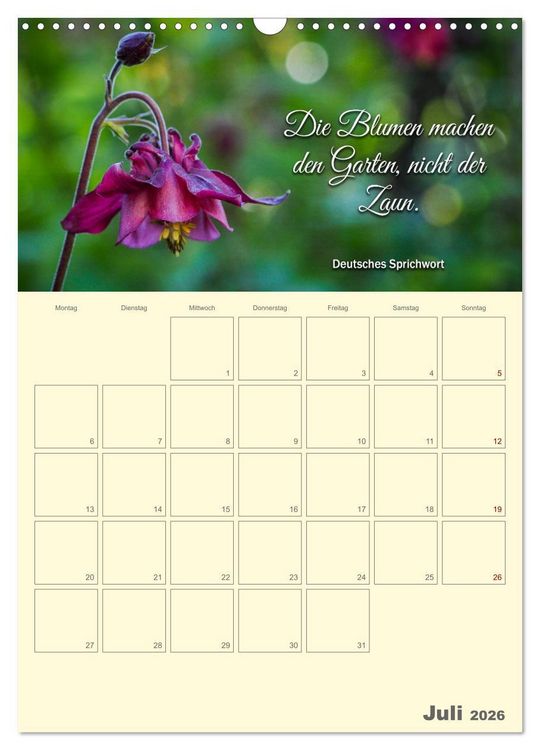 Produktbild: Gartenliebe (Wandkalender 2026 DIN A3 hoch), CALVENDO Monatskalender