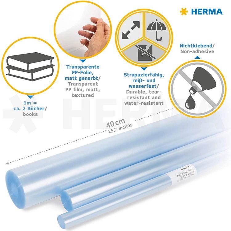 Produktbild: HERMA Buchschutzfolie farblos 10m x 40cm