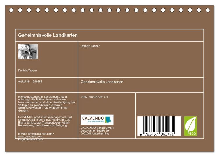 Produktbild: Geheimnisvolle Landkarten (Tischkalender 2026 DIN A5 quer), CALVENDO Monatskalender