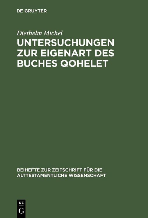 Produktbild: Untersuchungen zur Eigenart des Buches Qohelet