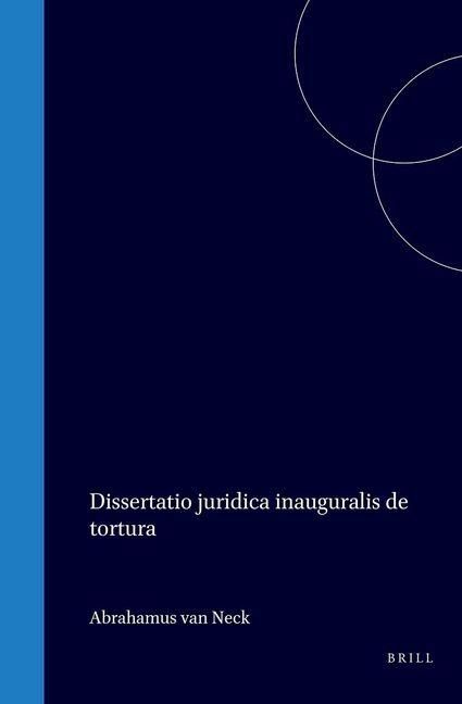 Produktbild: Dissertatio Juridica Inauguralis de Tortura