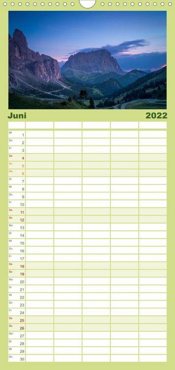 Produktbild: Familienplaner Meine Sicht der Alpen (Wandkalender 2022 , 21 cm x 45 cm, hoch)