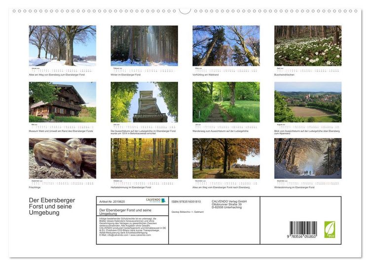 Produktbild: Der Ebersberger Forst und seine Umgebung (hochwertiger Premium Wandkalender 2026 DIN A2 quer), Kunstdruck in Hochglanz