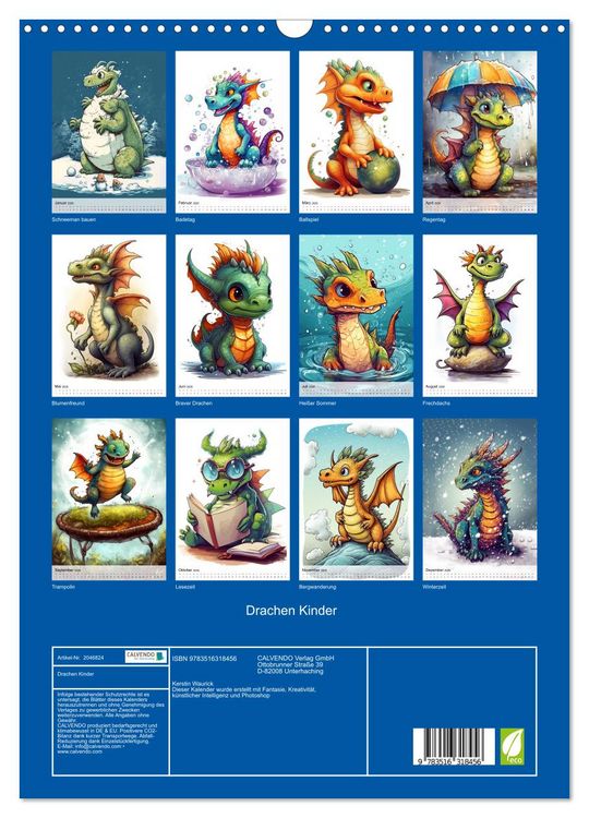 Produktbild: Drachen Kinder (Wandkalender 2026 DIN A3 hoch), CALVENDO Monatskalender