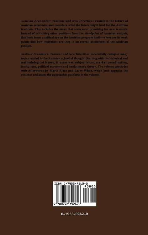 Produktbild: Austrian Economics: Tensions and New Directions