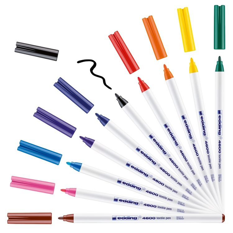 Produktbild: edding 4600 Textilstifte, 1mm, 10er Set Rundspitze Standard Farben