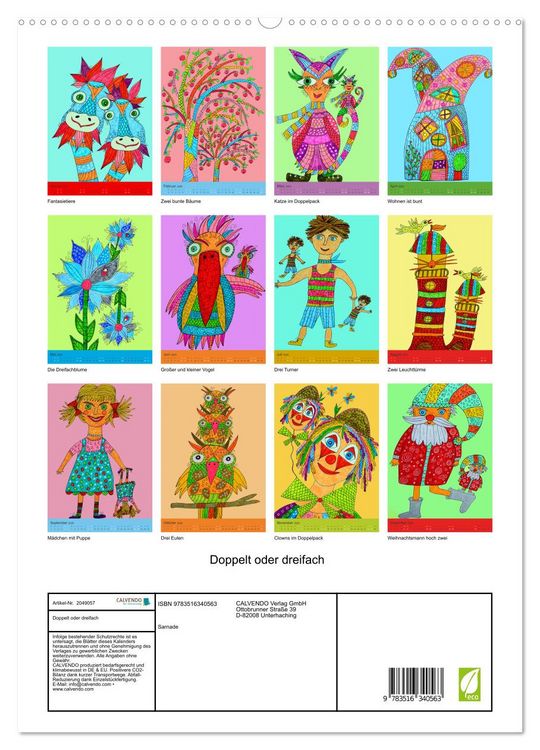 Produktbild: Doppelt oder dreifach (hochwertiger Premium Wandkalender 2026 DIN A2 hoch), Kunstdruck in Hochglanz