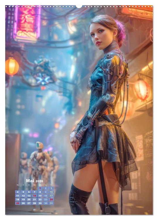Produktbild: Cyberpunk &Auml;sthetik &ndash; Neonstadt mit seinne Bewohnern (hochwertiger Premium Wandkalender 2026 DIN A2 hoch), Kunstdruck in Hochglanz