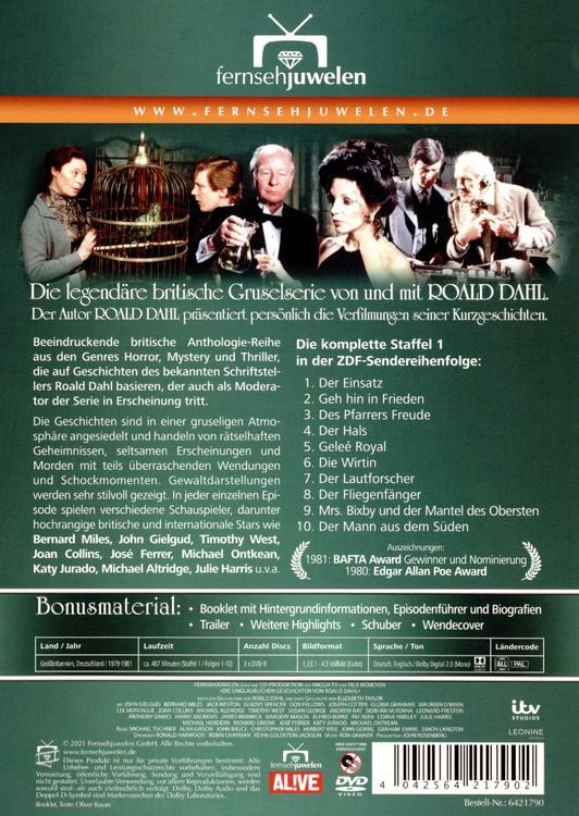Produktbild: Die unglaublichen Geschichten von Roald Dahl - Die ZDF-Serienfassung: Staffel 1 (Folgen 1-10) (Fernsehjuwelen) [3 DVDs]