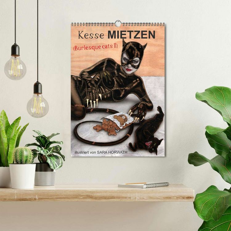 Produktbild: Kesse Mietzen - Burlesque cats II - mit flotten Linien gezeichnete Pin-up Katzen (Wandkalender 2025 DIN A3 hoch), CALVENDO Monatskalender