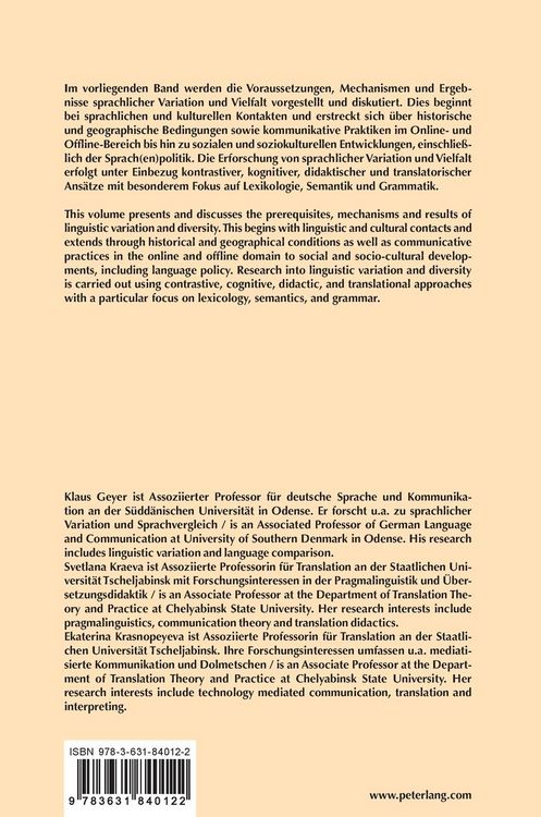 Produktbild: Sprachliche Variation und Vielfalt / Linguistic Variation and Diversity
