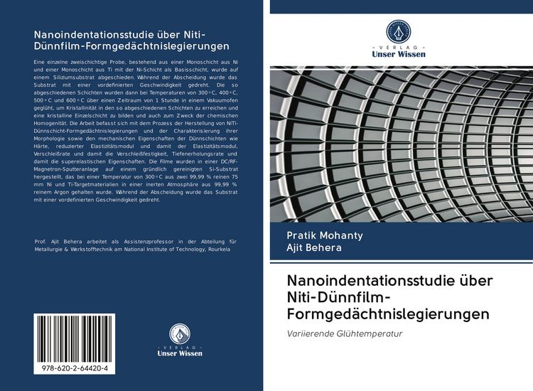 Produktbild: Nanoindentationsstudie &uuml;ber Niti-D&uuml;nnfilm-Formged&auml;chtnislegierungen