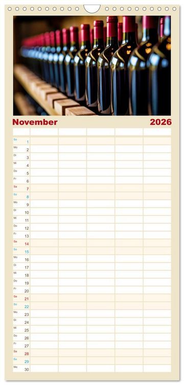 Produktbild: Familienplaner 2026 - Rebensaft - Weingenuss mit 5 Spalten (Wandkalender, 21 x 45 cm) CALVENDO