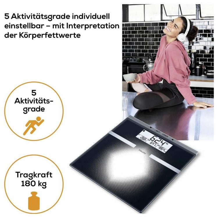 Produktbild: Beurer BG 21 K&ouml;rperanalysewaage 76430 digital W&auml;gebereich (max.)=180kg Silber
