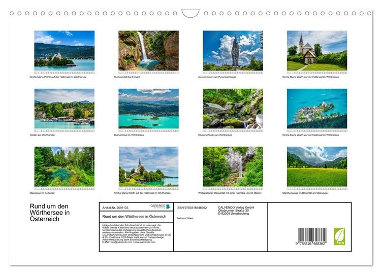 Produktbild: Rund um den W&ouml;rthersee in &Ouml;sterreich (Wandkalender 2026 DIN A3 quer), CALVENDO Monatskalender