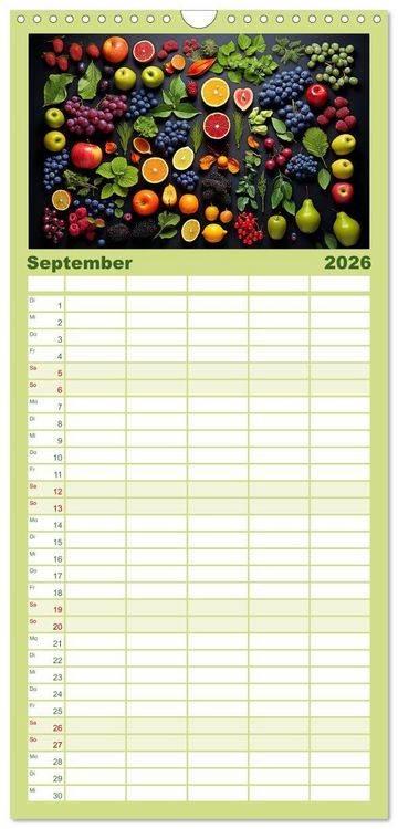 Produktbild: Familienplaner 2026 - Ordentlich Frutarisch mit 5 Spalten (Wandkalender, 21 x 45 cm) CALVENDO