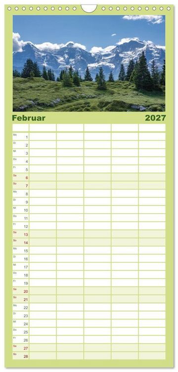 Produktbild: Familienplaner 2027 - Berner Oberland - Bergwelten mit 5 Spalten (Wandkalender, 21 x 45 cm) CALVENDO