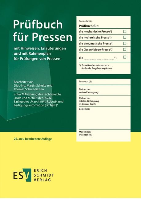 Produktbild: Pr&uuml;fbuch f&uuml;r Pressen