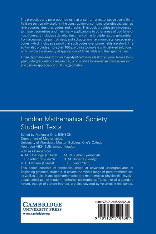 Produktbild: Finite Geometry and Combinatorial Applications