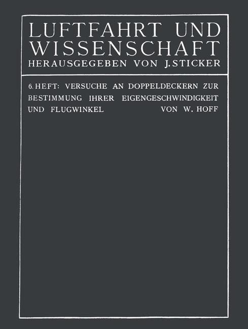 Produktbild: Versuche an Doppeldeckern zur Bestimmung ihrer Eigengeschwindigkeit und Flugwinkel