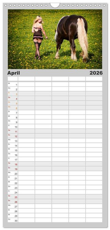 Produktbild: Familienplaner 2026 - Titanen Girls 2026 - erotische Frauen und starke Pferde mit 5 Spalten (Wandkalender, 21 x 45 cm) CALVENDO