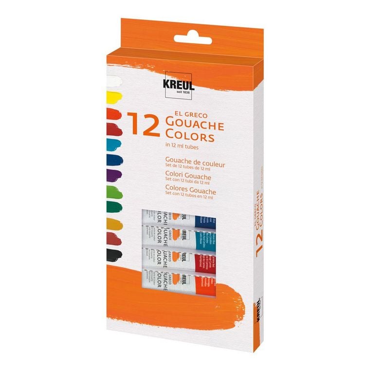 Produktbild: KREUL el Greco Gouachefarben Set 12 x 12 ml Tuben