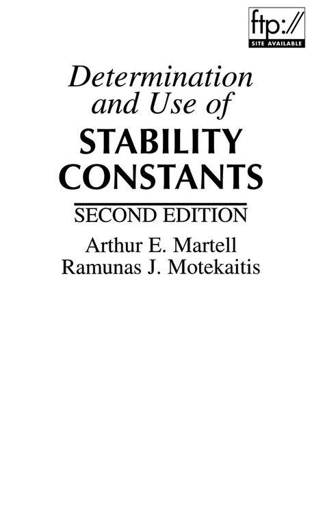 Produktbild: Determination and Use of Stability Constants