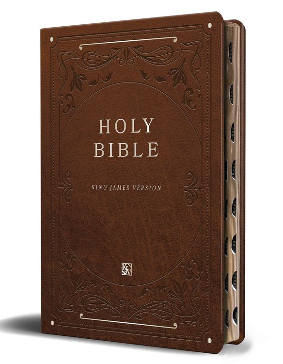 Produktbild: KJV Holy Bible, Giant Print Thinline Large Format, Brown Premium Imitation Leather with Ribbon Marker, Red Letter, and Thumb Index