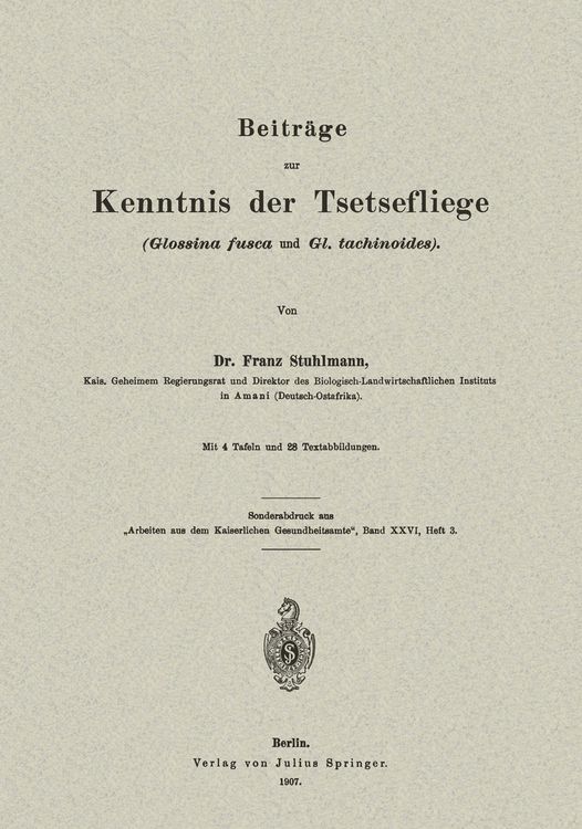 Produktbild: Beitr&auml;ge zur Kenntnis der Tsetsefliege (Glossina fusca und Gl. tachinoides)