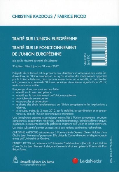 Produktbild: Trait&eacute; sur l'Union europ&eacute;enne - Trait&eacute; sur le fonctionnement de l'Union europ&eacute;enne