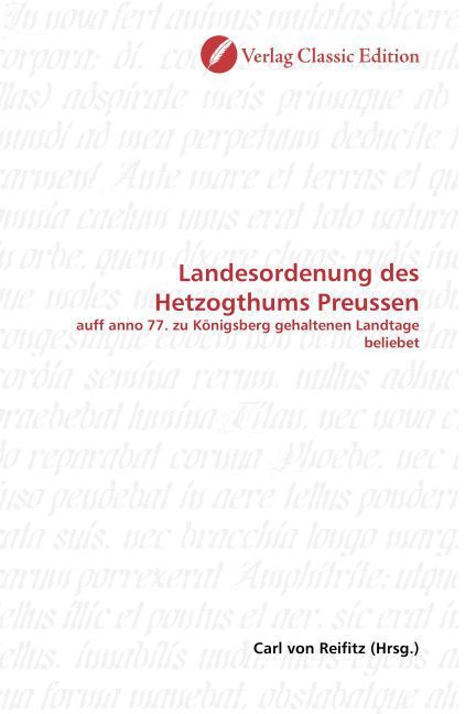 Produktbild: Landesordenung des Hetzogthums Preussen