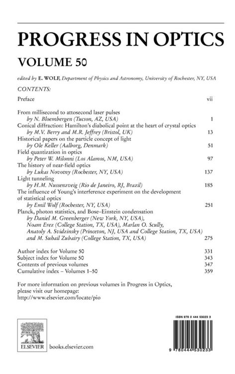 Produktbild: Progress in Optics, Volume 50