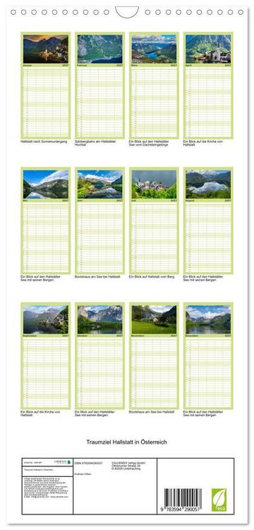 Produktbild: Familienplaner 2027 - Traumziel Hallstatt in &Ouml;sterreich mit 5 Spalten (Wandkalender, 21 x 45 cm) CALVENDO